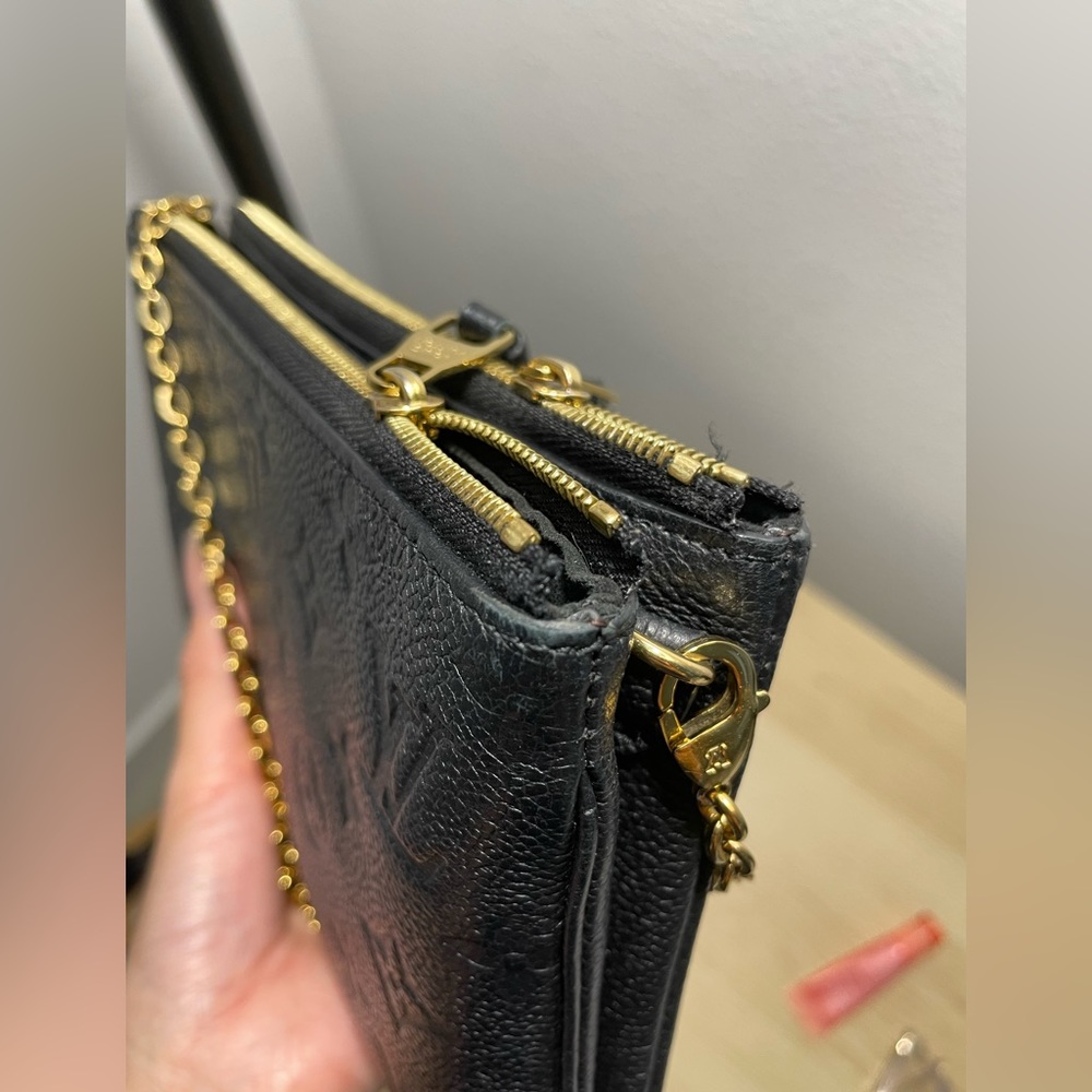 Louis Vuitton Black Embossed Clutch with Gold Chain - Picture 5 of 11